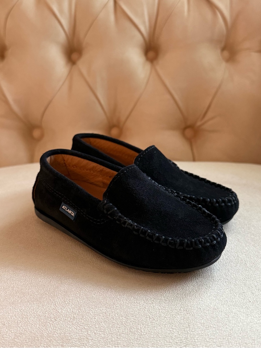 Atlanta Mocassin Boys Black Suede Moccasins – Size 25